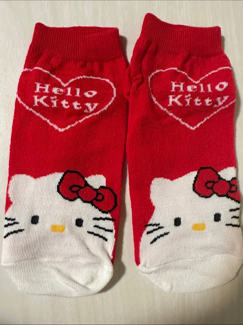 Hello Kitty Red, White Character Ankle Socks with Bow